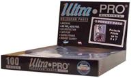 🔖 ultra pro platinum page 100 ct. with 2-pocket design and 5" x 7" pockets logo