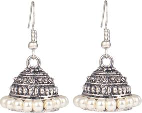 img 4 attached to 💎 Sansar India - Lightweight Oxidized Beaded Indian Earrings for Girls and Women - Jewelry