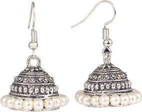 img 3 attached to 💎 Sansar India - Lightweight Oxidized Beaded Indian Earrings for Girls and Women - Jewelry