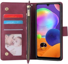 img 2 attached to 📱 LBYZCASE Galaxy A32 5G Phone Case - Samsung A32 5G Wallet Cover with Zipper Pocket, Wrist Strap, Kickstand, and Magnetic Closure - Folio Flip Leather Case for Samsung Galaxy A32 5G (Wine Red)