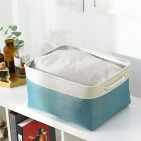img 2 attached to tegance Large Teal Fabric Basket: Stylish 📦 Storage Solution for Shelves, Closets, and Offices (15.7Lx11.8Wx8.3H inch)