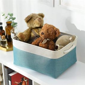 img 1 attached to tegance Large Teal Fabric Basket: Stylish 📦 Storage Solution for Shelves, Closets, and Offices (15.7Lx11.8Wx8.3H inch)