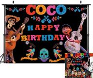 coco-themed happy birthday photo backdrop with mexican fiesta style for boy baby shower or birthday party decoration logo
