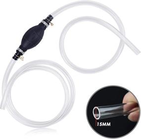 img 4 attached to KATUMO 15MM Diameter Gasoline Siphon Hose | Upgrade Nozzle for Fuel Transfer | Portable Hand Fuel Pump with 2 Durable PVC Hoses | Ideal for Gas, Oil, Water