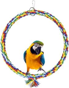 img 4 attached to 🐦 Lotus Bird Swing, Cage Hanging Toys - Bite Resistant Cotton Rope Swing Perch Toy for Parrots - Boredom Breaker for Budgies, Cockatiels, Conures, Finches, and Small Parakeets