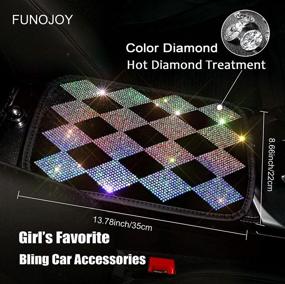 img 2 attached to 🚗 Women's Bling Steering Wheel Cover with Rhinestone Armrest Cover, Car Seat Hook, Cute Car Interior Accessories Set for Girls - Car Decor Gifts