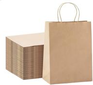 🛍️ gssusa brown kraft paper gift bags with handles, 10x5x13, bulk shopping grocery paper bags 100 pack, party favors, retail, small business, packaging, christmas, merchandise, boutique, wedding, baby shower logo