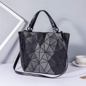 img 3 attached to Geometric Luminous Handbags Holographic Reflective Women's Handbags & Wallets in Totes