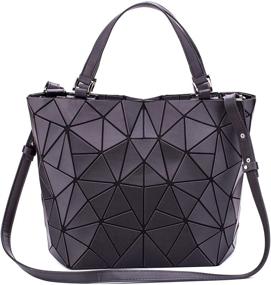 img 4 attached to Geometric Luminous Handbags Holographic Reflective Women's Handbags & Wallets in Totes