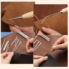 img 1 attached to Complete 44-Piece Leather Sewing Kit: Waxed Thread, Prong Punch, Awl, Needles & Supplies for Beginners