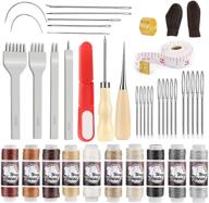 complete 44-piece leather sewing kit: waxed thread, prong punch, awl, needles & supplies for beginners logo