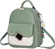 🎒 green leather mini backpack purse for teen girls and women - cute casual travel daypacks logo