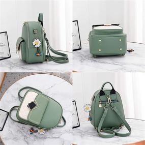 img 3 attached to 🎒 Green Leather Mini Backpack Purse for Teen Girls and Women - Cute Casual Travel Daypacks