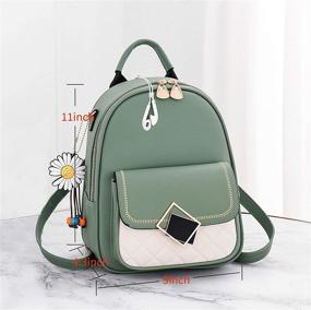 img 2 attached to 🎒 Green Leather Mini Backpack Purse for Teen Girls and Women - Cute Casual Travel Daypacks