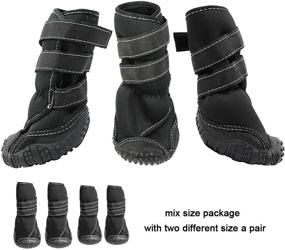 img 2 attached to 🐾 ECtENX Dog Shoes - Rubber Anti-Slip Boots for Running, Hiking, and All Seasons - Waterproof Paw Protector for Small to Large Dogs - 4PCS Set with Larger Front Shoes