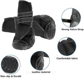 img 3 attached to 🐾 ECtENX Dog Shoes - Rubber Anti-Slip Boots for Running, Hiking, and All Seasons - Waterproof Paw Protector for Small to Large Dogs - 4PCS Set with Larger Front Shoes