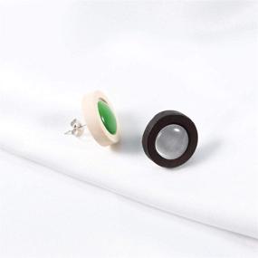 img 2 attached to Chuyau 12mm Wood Earring Studs Cabochon Blanks: DIY Jewelry Making with Round Bezel Pendant Trays (40pcs, 2 Colors)