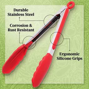 img 1 attached to 🍴 The Original Popco Tongs for Cooking - Set of 3 (7, 9, 12 inches) - Heavy Duty Stainless Steel BBQ and Kitchen Tongs with Silicone Tips (3 COLORS AVAILABLE): A Reliable Tool for Precise Food Handling and Grilling