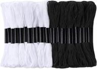 🧵 24-pack cross stitch threads: black & white cotton embroidery floss for friendship bracelets & knitting project, including 12 floss bobbins logo