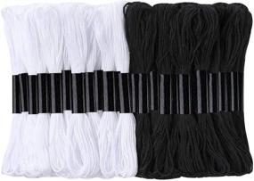 img 4 attached to 🧵 24-Pack Cross Stitch Threads: Black & White Cotton Embroidery Floss for Friendship Bracelets & Knitting Project, Including 12 Floss Bobbins