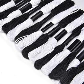 img 3 attached to 🧵 24-Pack Cross Stitch Threads: Black & White Cotton Embroidery Floss for Friendship Bracelets & Knitting Project, Including 12 Floss Bobbins