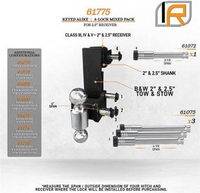 img 3 attached to 💼 Безграничное правило безопасности 61775, 4 шт набор смешанных антивандальных замков для прицепного устройства из нержавеющей стали - с одинаковыми ключами (совместим с прицепными устройствами B&W: 2" и 2-1/2", Curt Mfg. - наибольший канал для крепления: 2-1/2", 20 000 фунтов).