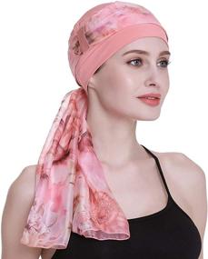 img 3 attached to Stylish Chemo Cap Featuring Silky Scarves for Women with Hair Loss - Sleep Beanie