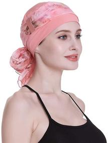 img 4 attached to Stylish Chemo Cap Featuring Silky Scarves for Women with Hair Loss - Sleep Beanie