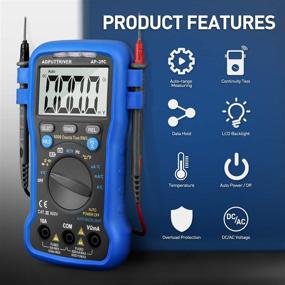 img 3 attached to 🔧 High Precision 6000 Counts TRMS Multimeter AP-39C: Auto Ranging AC DC Voltage, Current, Resistance, Capacitance Tester with Temperature Measurement, Battery Test and Auto Backlit LED Display