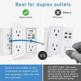 img 2 attached to LVETEK USB Wall Charger Surge Protector 5 Outlet Extender with 4 USB Ports (Including 1 USB C Outlet) | 1680J Power Strip Multi Plug Outlets | Space-Saving Wall Adapter for Home, Travel, Office | ETL Listed