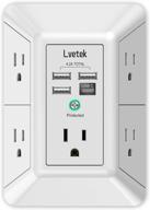 lvetek usb wall charger surge protector 5 outlet extender with 4 usb ports (including 1 usb c outlet) | 1680j power strip multi plug outlets | space-saving wall adapter for home, travel, office | etl listed логотип