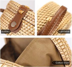 img 1 attached to Round Rattan Handwoven Bohemian Shoulder Women's Handbags & Wallets