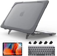 🖥️ may chen macbook air 13 inch case 2020 2019 2018 - heavy duty cover with kickstand for mac book 13 inch retina display, touch id - black logo