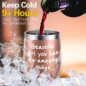 img 3 attached to 🎁 Inspirational Birthday Wine Gifts for Women and Girls - Beautiful You Can Do Amazing Things! 12oz Insulated Wine Tumbler with Lid