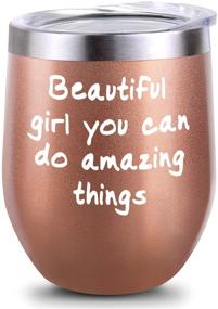 img 4 attached to 🎁 Inspirational Birthday Wine Gifts for Women and Girls - Beautiful You Can Do Amazing Things! 12oz Insulated Wine Tumbler with Lid