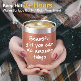 img 2 attached to 🎁 Inspirational Birthday Wine Gifts for Women and Girls - Beautiful You Can Do Amazing Things! 12oz Insulated Wine Tumbler with Lid