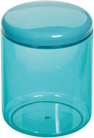 img 2 attached to 🛁 iDesign 29034 Finn Canister Jar: Teal and White Cosmetics Storage Solution for Bathroom, Countertop, Desk, and Vanity