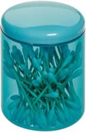 🛁 idesign 29034 finn canister jar: teal and white cosmetics storage solution for bathroom, countertop, desk, and vanity logo