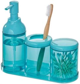 img 1 attached to 🛁 iDesign 29034 Finn Canister Jar: Teal and White Cosmetics Storage Solution for Bathroom, Countertop, Desk, and Vanity