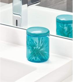 img 3 attached to 🛁 iDesign 29034 Finn Canister Jar: Teal and White Cosmetics Storage Solution for Bathroom, Countertop, Desk, and Vanity