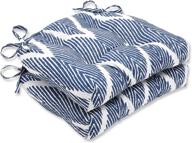 набор подушек для стула bali navy reversible chair pad set - pillow perfect: 2-pack, голубые подушки. логотип