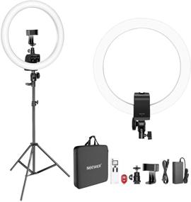 img 4 attached to 💡 Neewer Advanced 16-inch LED Ring Light with Manual Touch Control, LCD Screen, Remote, and Multiple Lights Control - Perfect for Makeup, YouTube Videos, Blogging, and Salons