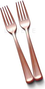 img 4 attached to 🍴 120 Piece Extra Heavy Duty Rose Gold Plastic Forks with Shiny Finish - Ludere Elegant Disposable Silverware Forks