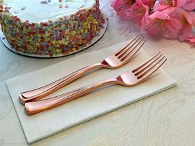 img 3 attached to 🍴 120 Piece Extra Heavy Duty Rose Gold Plastic Forks with Shiny Finish - Ludere Elegant Disposable Silverware Forks