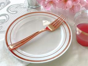 img 1 attached to 🍴 120 Piece Extra Heavy Duty Rose Gold Plastic Forks with Shiny Finish - Ludere Elegant Disposable Silverware Forks