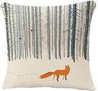 🦊 winter forest fox bird throw pillow covers - cozy décor for sofa and bed логотип