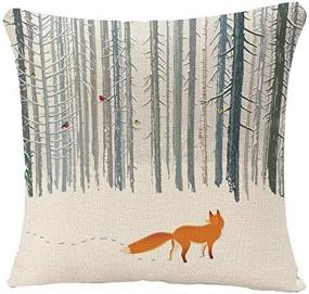 img 2 attached to 🦊 Winter Forest Fox Bird Throw Pillow Covers - Cozy Décor for Sofa and Bed