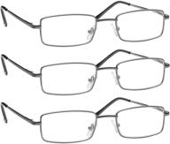 👓 skyway 3 packs blue light blocking reading glasses: comfort metal frame uv protection for men/women logo