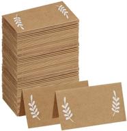 🌿 supla 100 pcs rustic wedding place cards with white laurel leaves: elegant kraft paper table tent cards for seating, buffet & more logo