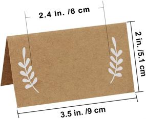 img 3 attached to 🌿 Supla 100 Pcs Rustic Wedding Place Cards with White Laurel Leaves: Elegant Kraft Paper Table Tent Cards for Seating, Buffet & More